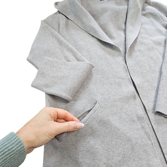 Womens Light Gray Hooded Open Front Cardigan Sweater and a hood size M - Picture 5 of 12